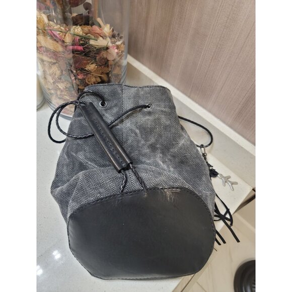 Henry Beguelin Black Leather Backpack Woven Straps - Picture 7 of 7